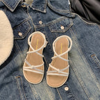 Damen elegante Badesandalen mit Funktionsriemen und modischem Strassdetail EB