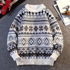 Herren gemusterter Pullover mit winterlichem Design und hohem Kragen R&B