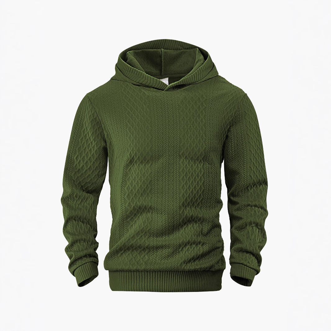 Herren nan strukturierter Schlauchkragen-Pullover mit Kapuze und Waben-Jacquard R&B