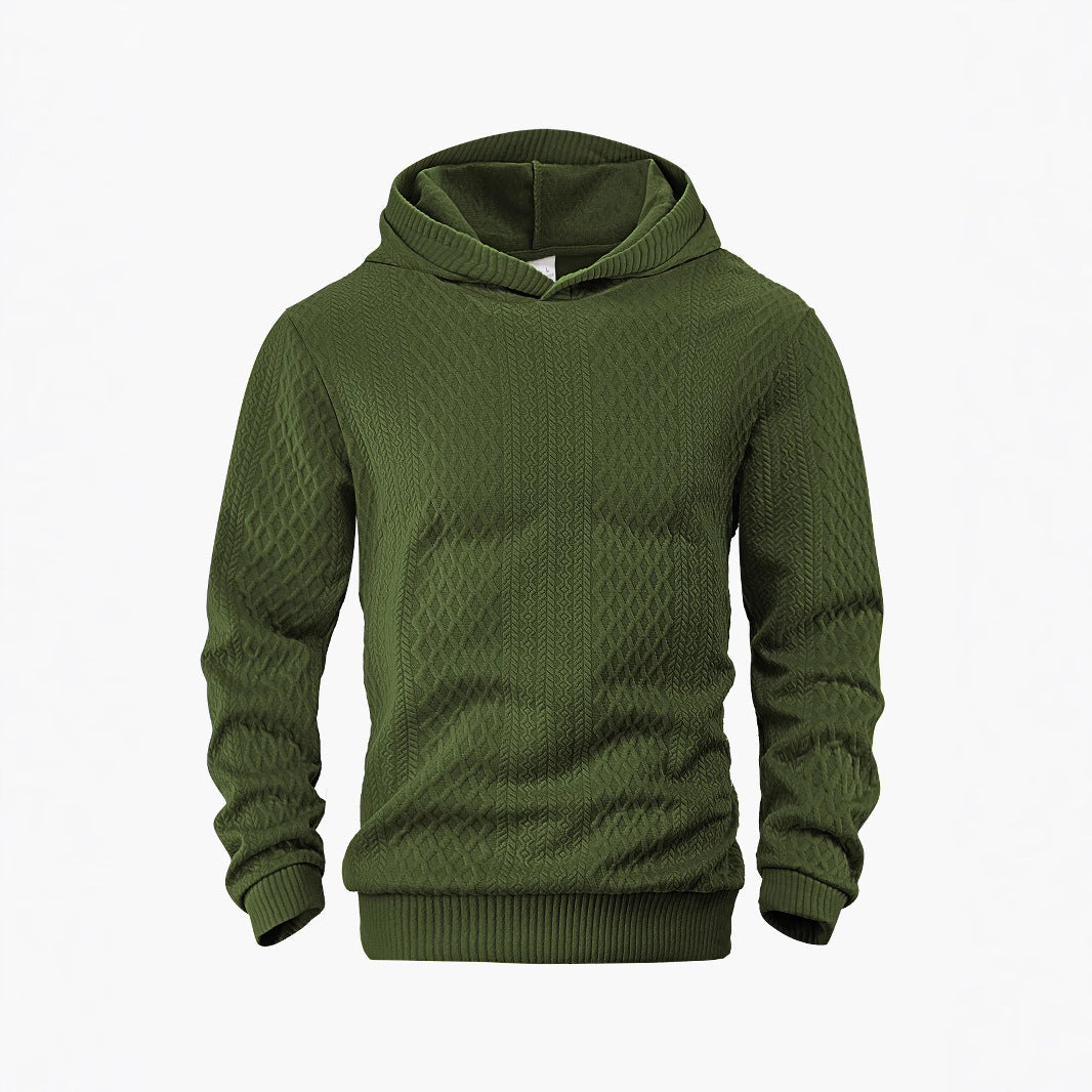 Herren nan strukturierter Schlauchkragen-Pullover mit Kapuze und Waben-Jacquard R&B