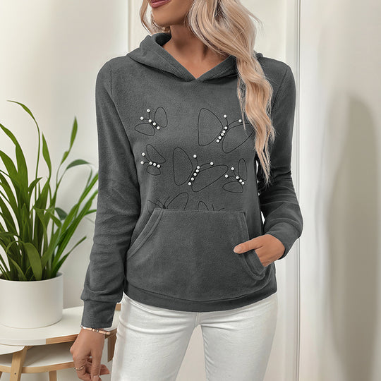 Damen lässiger Kapuzenpullover mit dekorativen Akzenten R&B