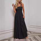 Damen Maxikleid mit elastischem Oberteil und voluminösem Rock