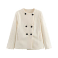 Damen elegante Wolljacke mit doppelter Knopfleiste
