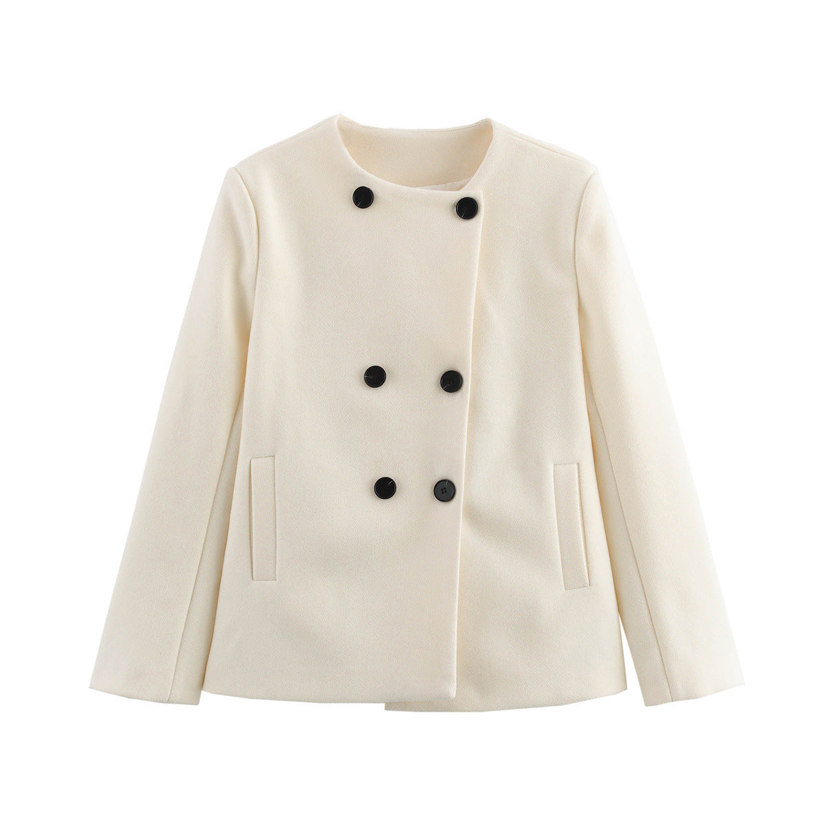 Damen elegante Wolljacke mit doppelter Knopfleiste