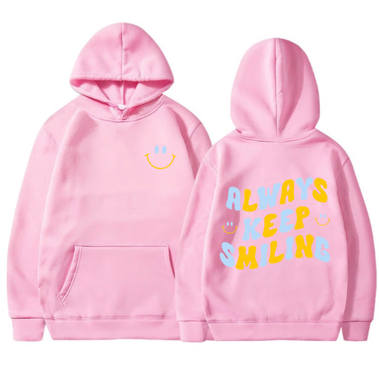Damen Kapuzenpullover mit fröhlichem Schriftzug und praktischen Kängurutaschen R&B