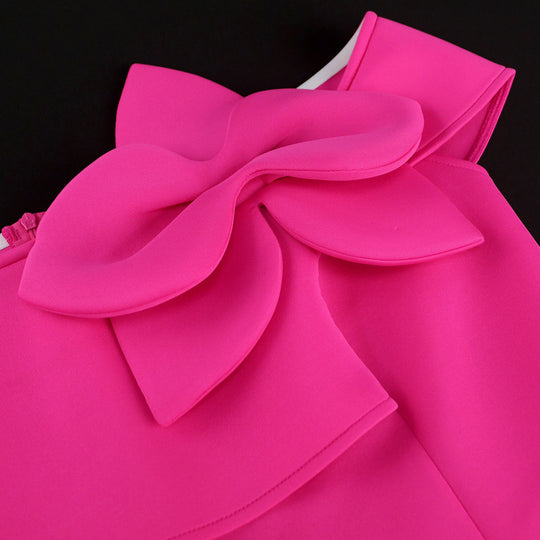 Damen Off-Shoulder Cocktailkleid mit großer Schleifenapplikation R&B