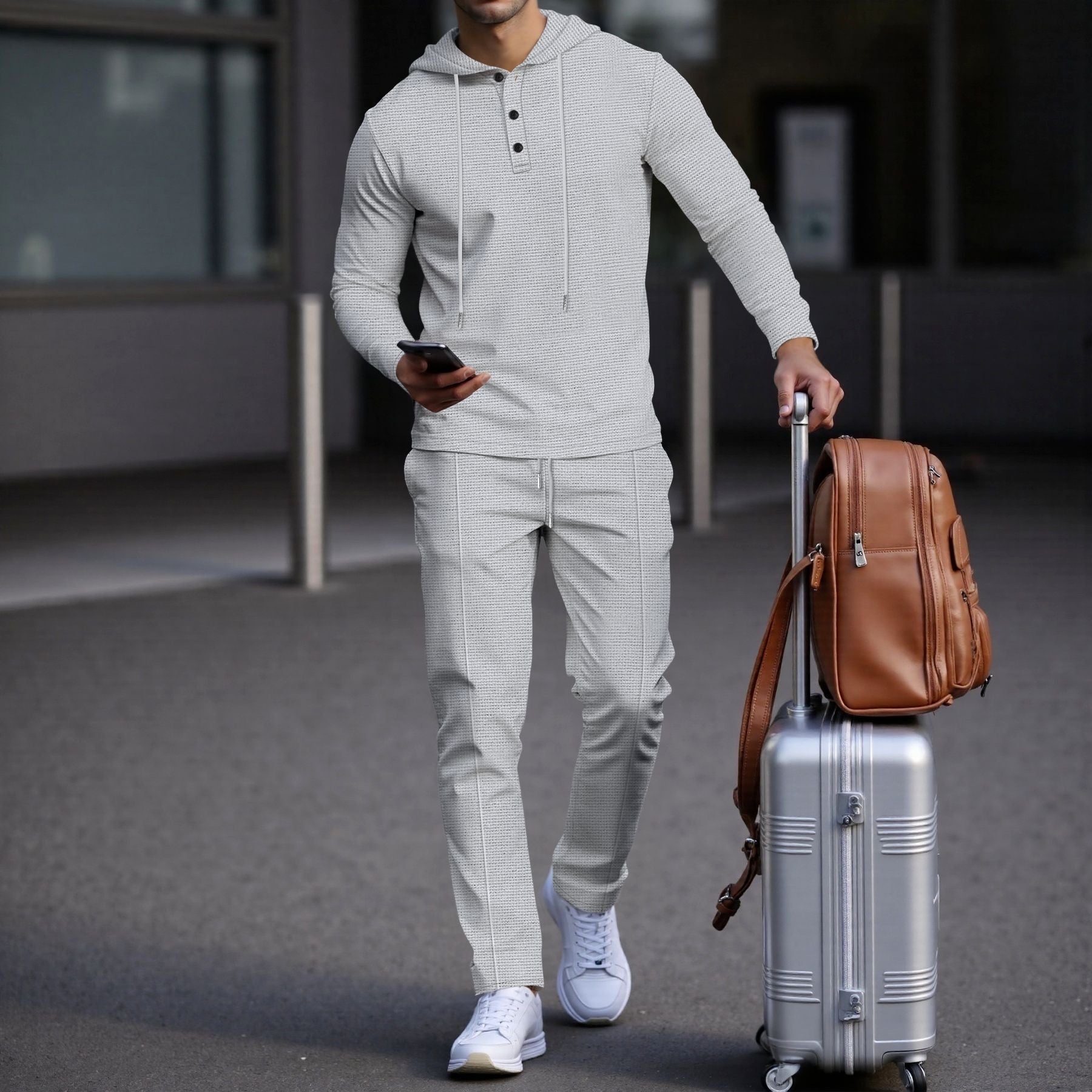 Herren sportives Hoodie und Jogginghose Set im strukturierten Design R&B