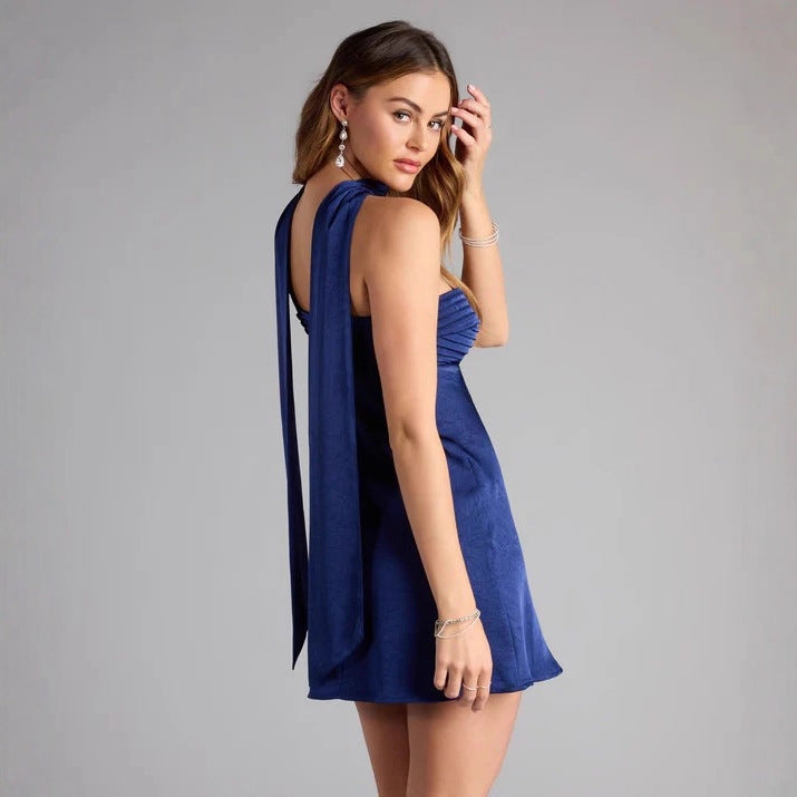 Damen Strapless Minikleid mit gerafftem Oberteil R&B