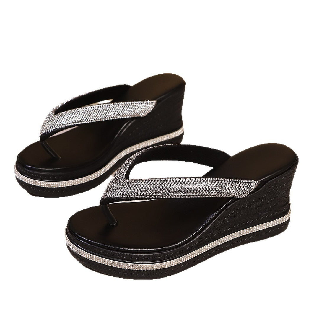 Damen Glamouröse Zehentrenner-Sandalen mit verziertem Plateau R&B