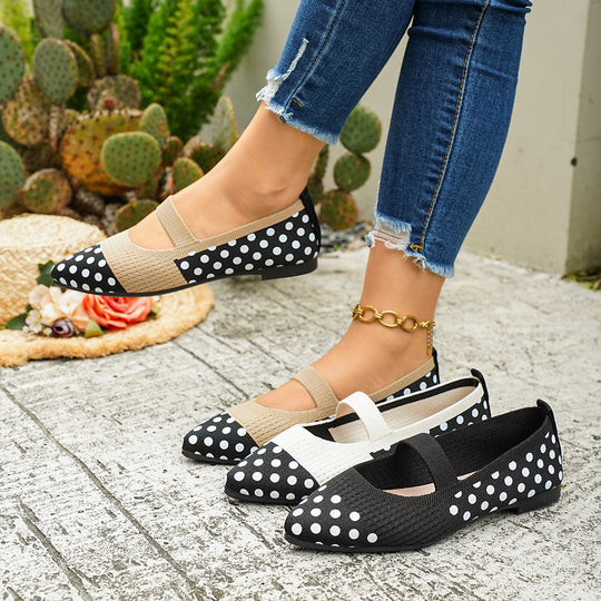 Damen Ballerinas mit punktiertem Design und elastischem Fesselriemen R&B