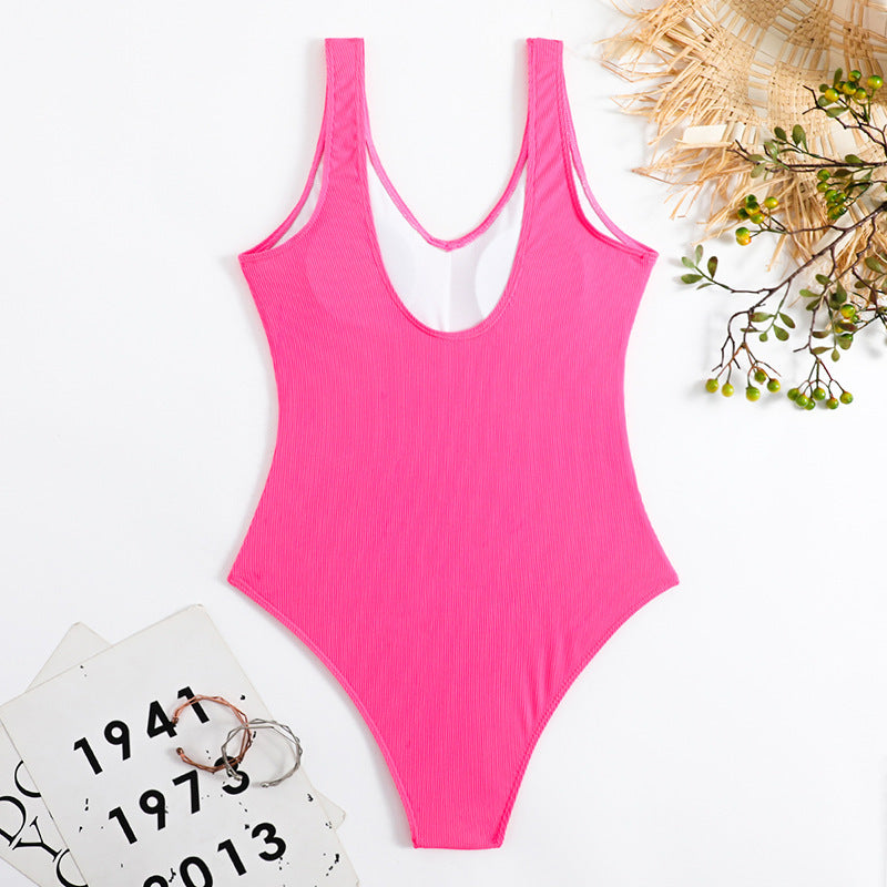 Damen Einteiler Badeanzug mit elegantem V-Ausschnitt und figurformendem Schnitt R&B