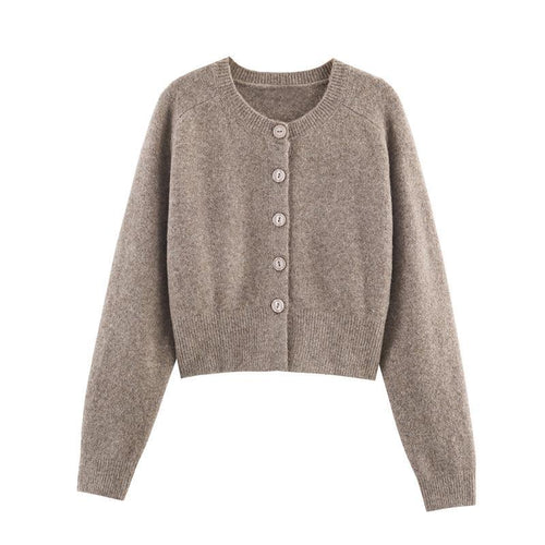 Damen kuschelige Strickjacke mit Knopfverschluss und Raglanärmeln R&B