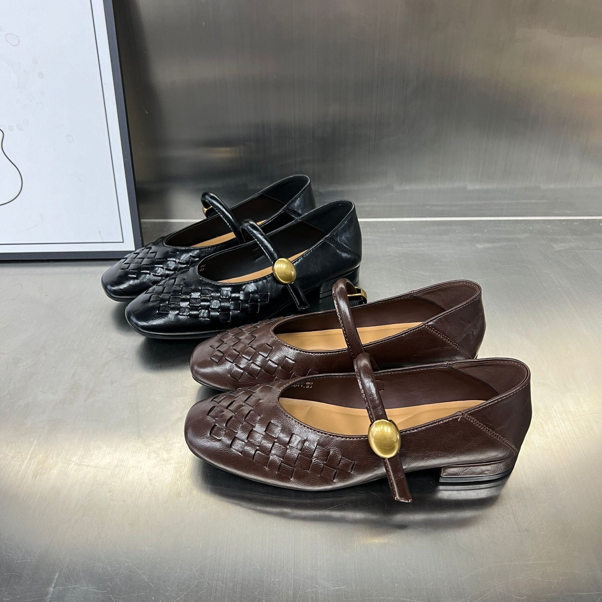 Damen Ballerinas mit modischem Flechtmuster und dekorativem Riemen R&B