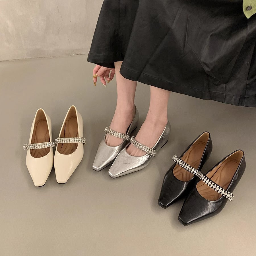 Damen elegante Ballerinas mit dekorativem Strassriemen R&B