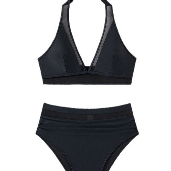 Damen Hochtaillierter Bikini mit transparenten Einsätzen und raffiniertem Schnitt R&B