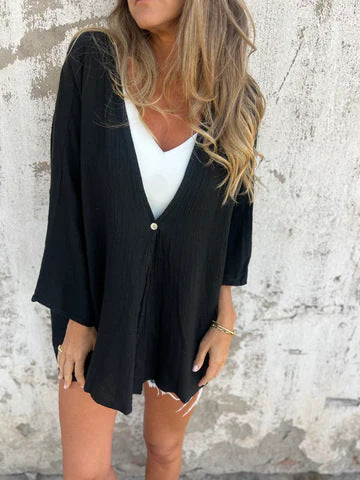 Damen Lässige Strickjacke mit weitem Schnitt und eleganten Knopfdetails R&B