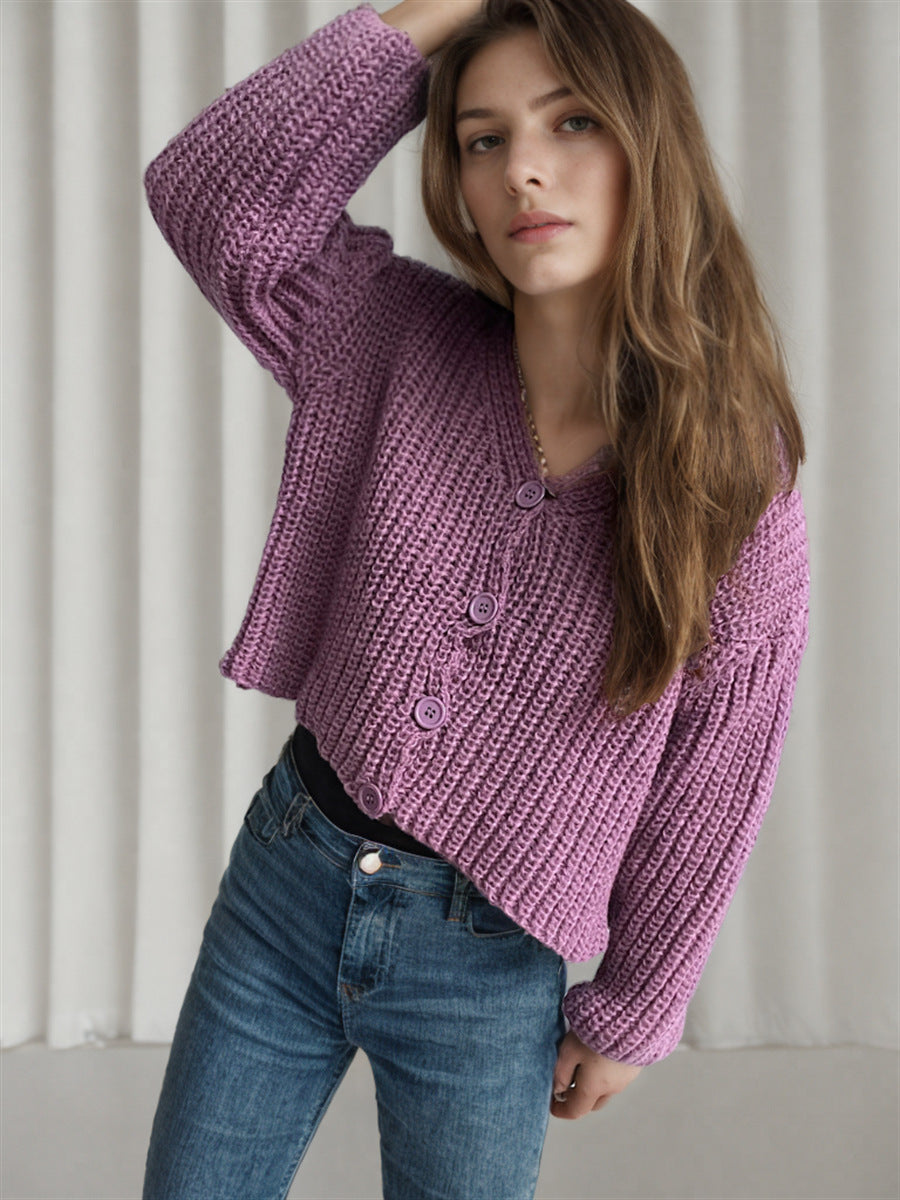 Damen Grobstrickjacke mit modischen Knopfdetails und lässigem Schnitt R&B