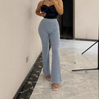 Damen Ripp-Leggings mit hoher Taille und weitem Bein R&B