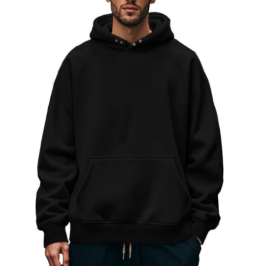 Unisex nan weicher Baumwollfleece Kapuzenpullover mit Kängurutasche und Raglanärmeln R&B