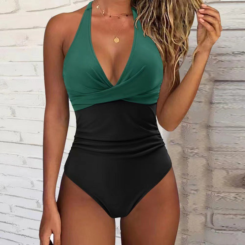 Damen Badeanzug mit raffiniertem Wickel-Design und floralem Muster R&B
