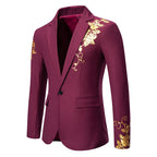 Herren eleganter Blazer mit floralem Gold-Design R&B