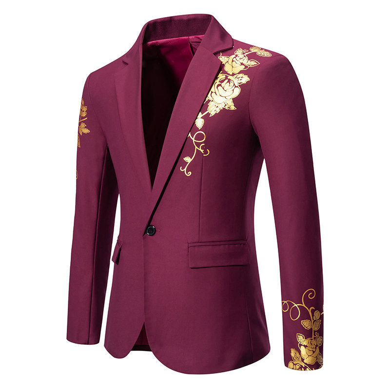Herren eleganter Blazer mit floralem Gold-Design R&B
