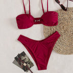 Damen Bandeau-Bikini mit modischem Schnitt und verstellbaren Trägern R&B