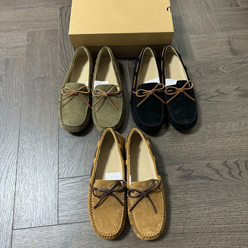 Damen Mokassin-Schuhe aus hochwertigem Wildleder mit eleganter Schnürung