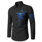 Herren Langarmhemd mit floralen Stickereien R&B