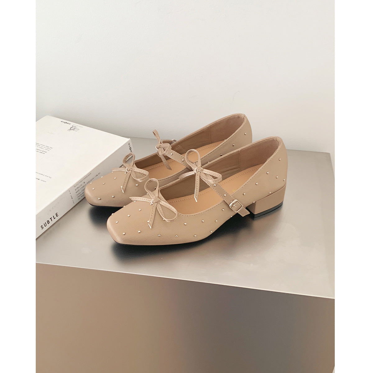 Damen Ballerinas mit dekorativen Schleifen und Strass-Applikationen