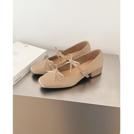 Damen Ballerinas mit dekorativen Schleifen und Strass-Applikationen R&B