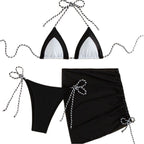 Damen Triangel-Bikini mit asymmetrischem Design und verstellbaren Bändern R&B