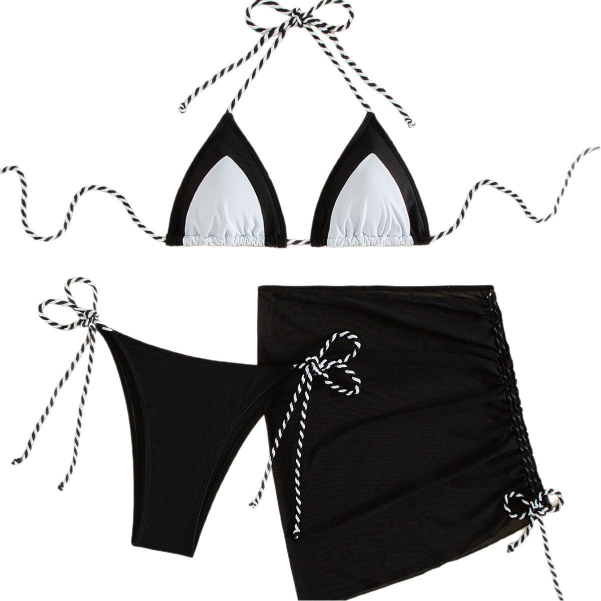 Damen Triangel-Bikini mit asymmetrischem Design und verstellbaren Bändern R&B