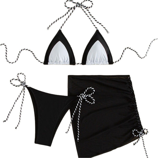 Damen Triangel-Bikini mit asymmetrischem Design und verstellbaren Bändern R&B