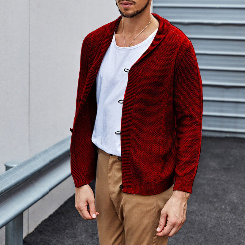 Herren lässiger Strickcardigan mit raffinierter Struktur und offenem Schnitt R&B