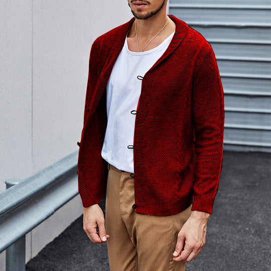 Herren lässiger Strickcardigan mit raffinierter Struktur und offenem Schnitt R&B