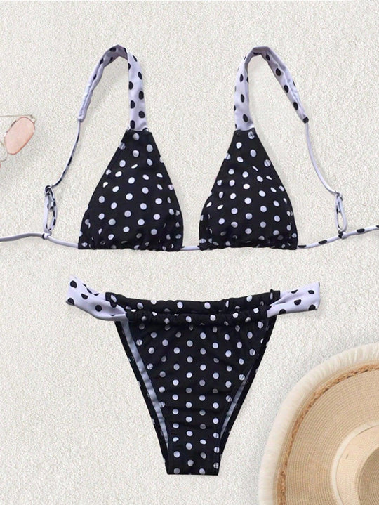 Damen Triangel-Bikini mit verspieltem Mustermix R&B