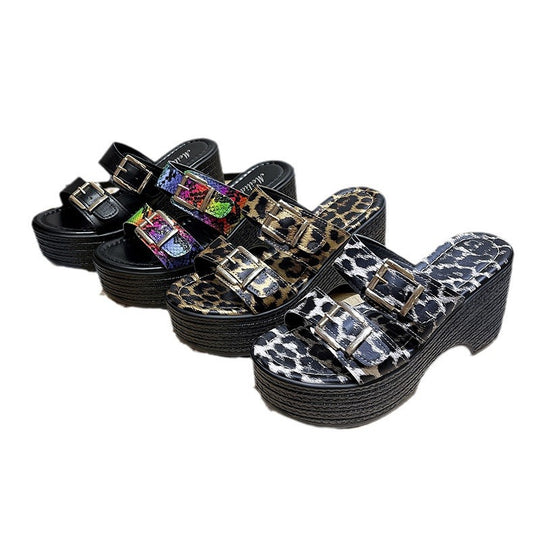 Damen Plateau-Sandalen mit modischem Schnallen-Design R&B