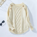 Damen Strickpullover mit dekorativem Zopfmuster und Knopfdetails