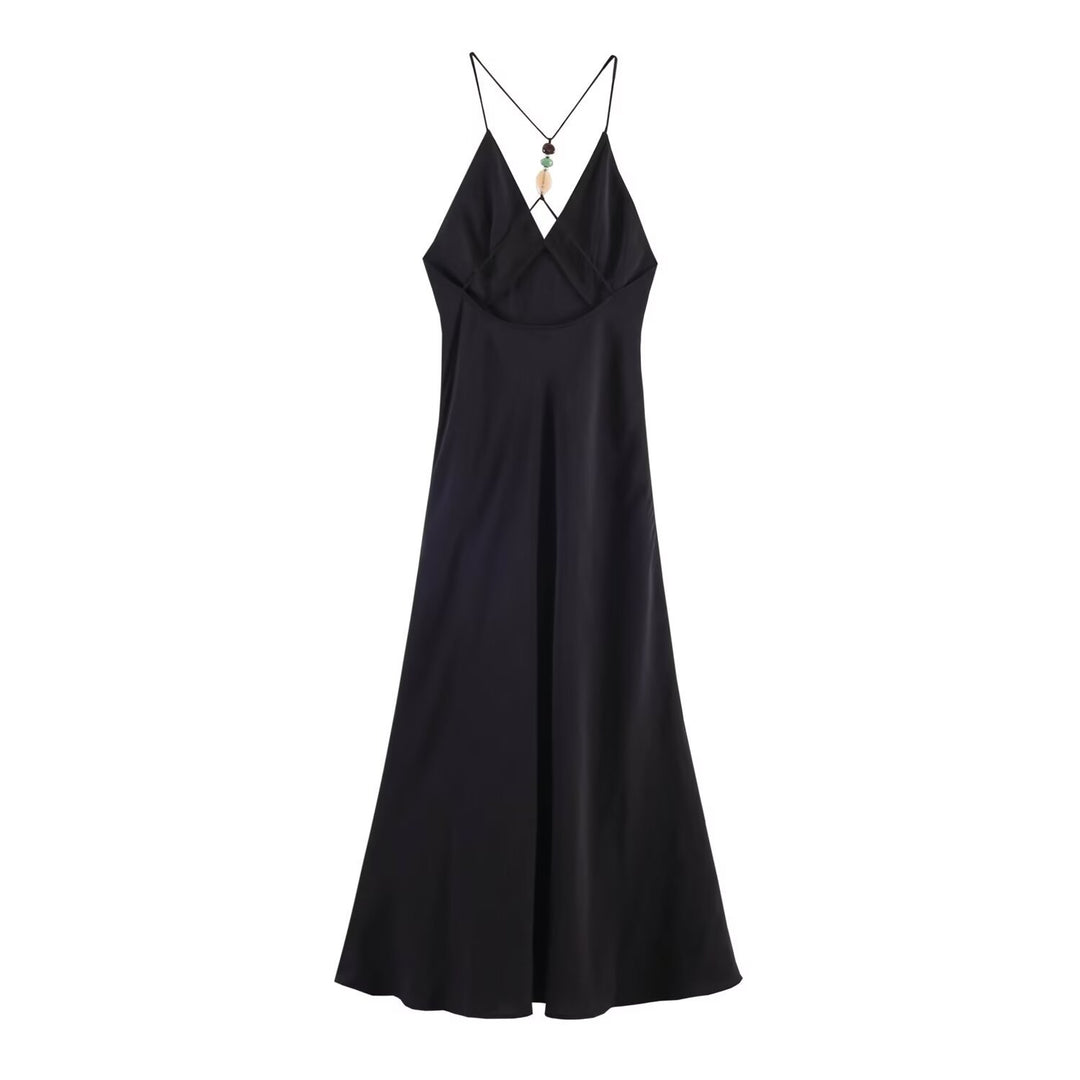 Damen Maxikleid mit verstellbaren Trägern und elegantem Rückenausschnitt R&B