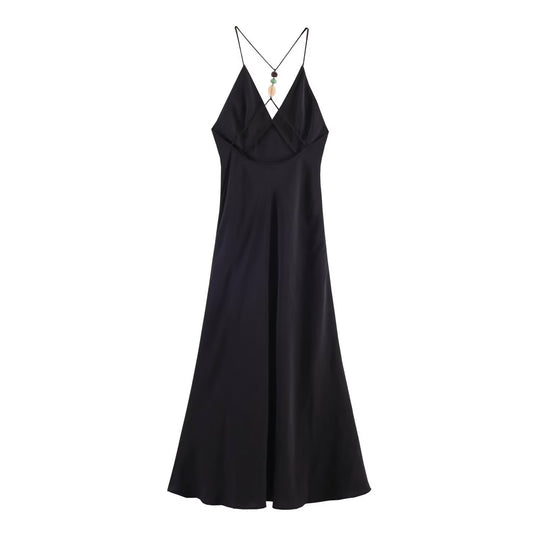 Damen Maxikleid mit verstellbaren Trägern und elegantem Rückenausschnitt R&B