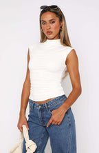 R&B | Semi-Rollkragen einfarbig slim-fit ärmellose Spice Girl Weste