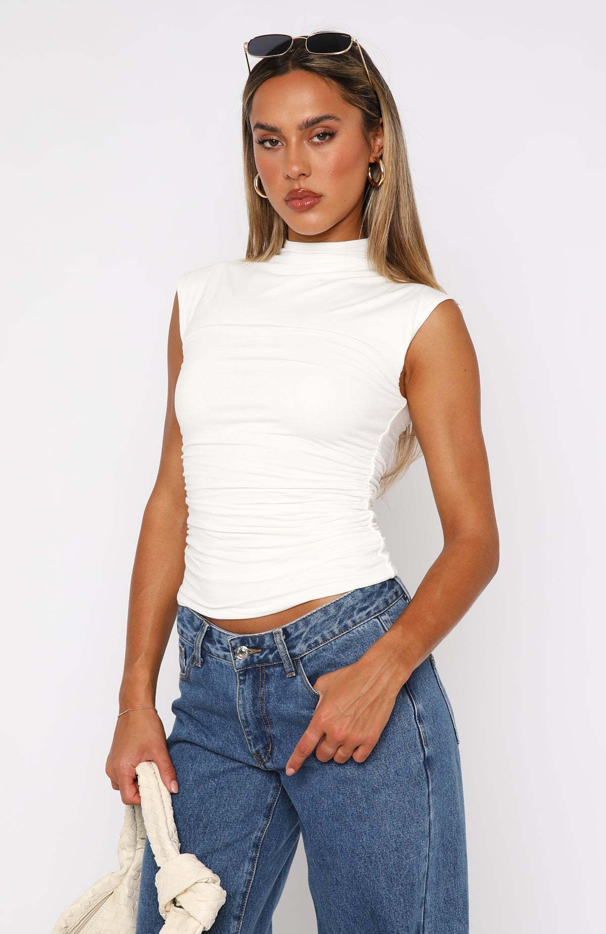 R&B | Semi-Rollkragen einfarbig slim-fit ärmellose Spice Girl Weste