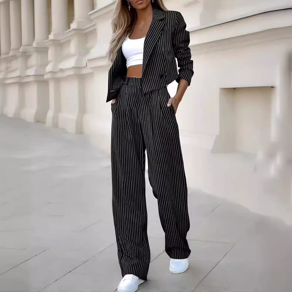 Damen modisches Streifenanzug Set R&B