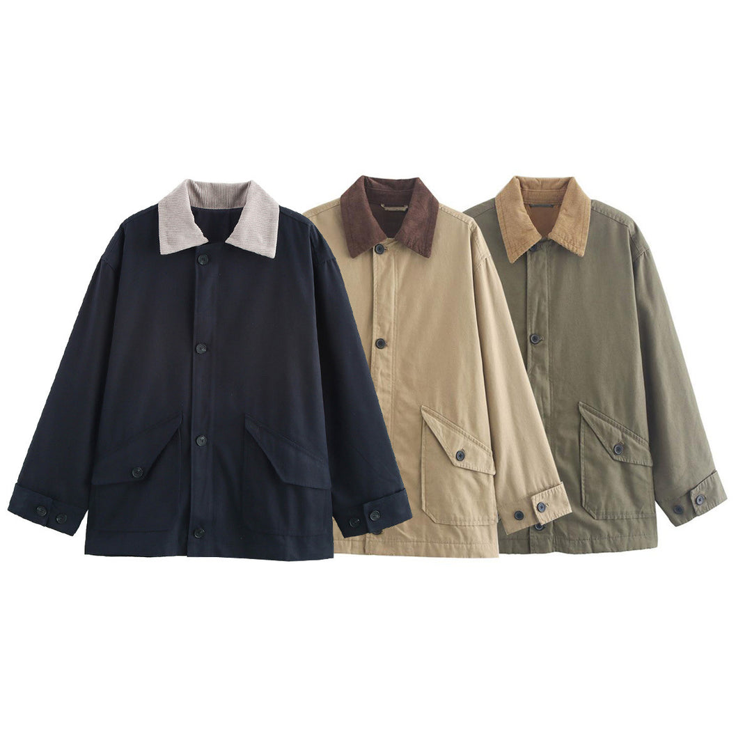 Damen Übergangsjacke mit praktischen Pattentaschen und Cord-Kragen R&B