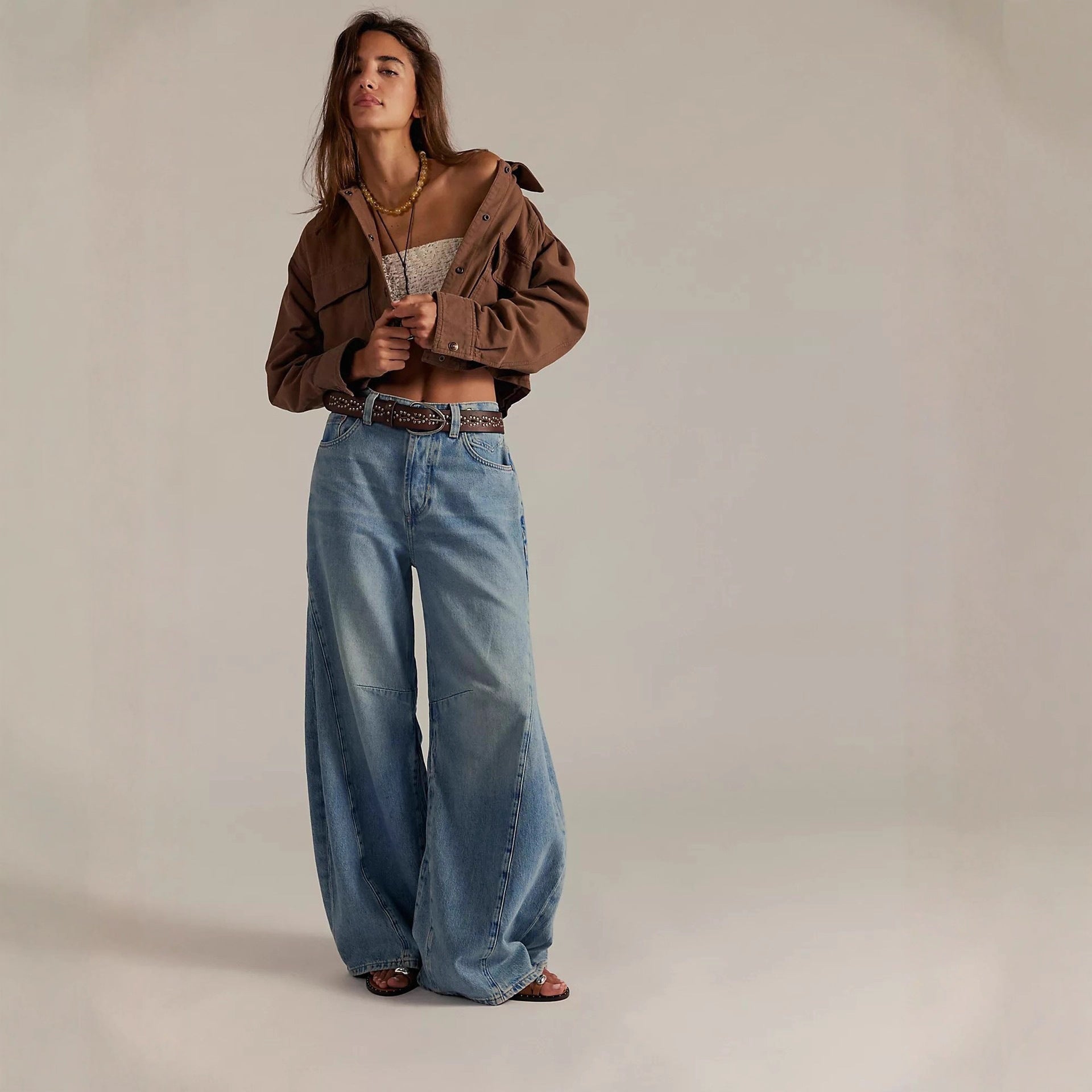 Damen Overdye Jeans mit weitem Schnitt