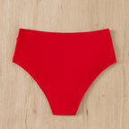 Damen Hohe Taille Bikinihose mit Rüschendesign