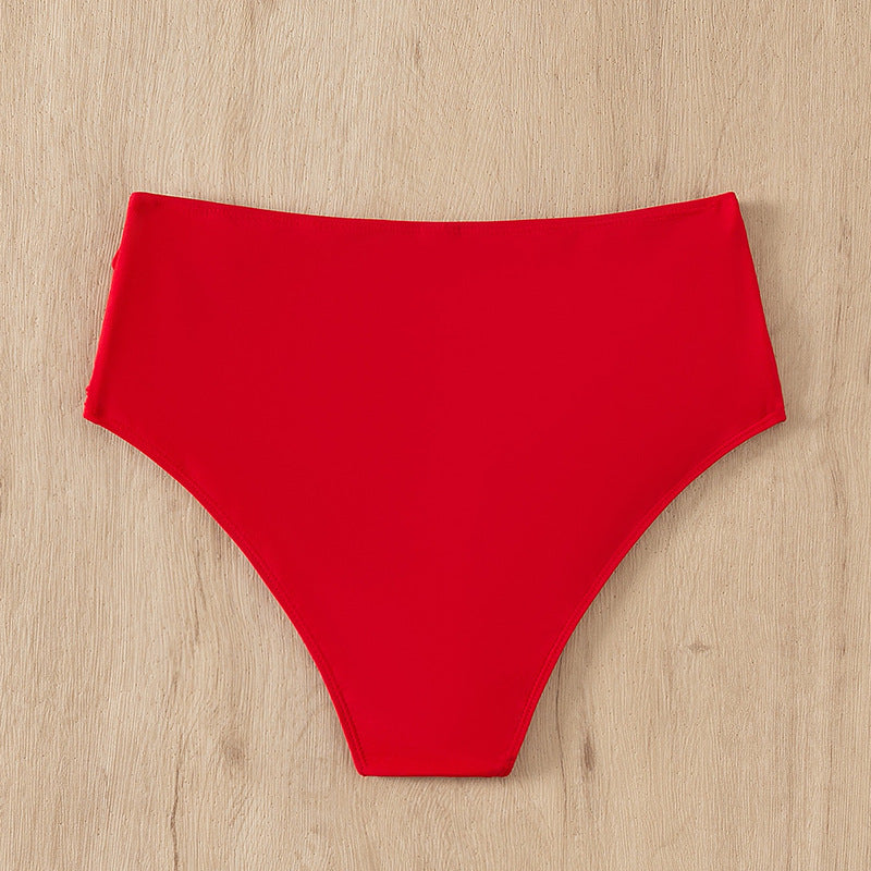 Damen Hohe Taille Bikinihose mit Rüschendesign