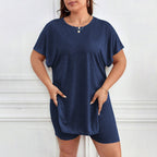 Damen bequemer Lounge-Set mit T-Shirt und Shorts R&B