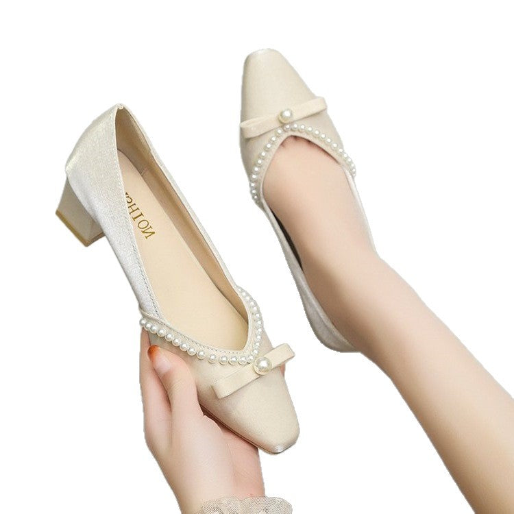 Damen elegante Pumps mit dekorativer Perlenverzierung R&B